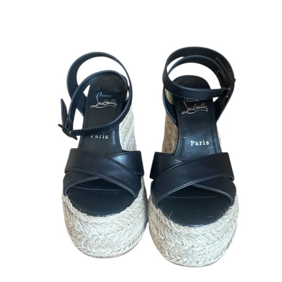 Christian Louboutin Mariza 130 NWT black leather wedges RETAIL 945 - Picture 6 of 10